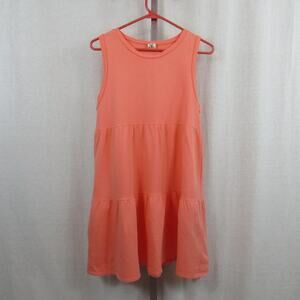 Sew In Love Small Coral Sleeveless Tank Tunic Tiered Cotton Dress Cottage